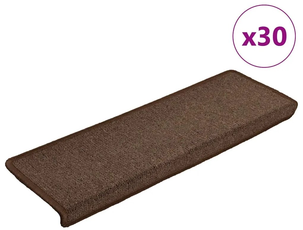 vidaXL Πατάκια Σκαλοπάτια 30 τεμ. 65x21x4 εκ. Καφέ Καφέ με Ορθογώνια Άκρη