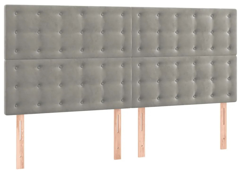 vidaXL Κεφαλάρι Κρεβατιού LED Ανοιχτό Γκρι 180x5x118/128 εκ. Βελούδινο