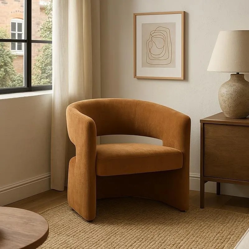 Πολυθρόνα Leicy ύφασμα σε καφέ απόχρωση 69x63x76.5εκ 69x63x76.5 εκ.