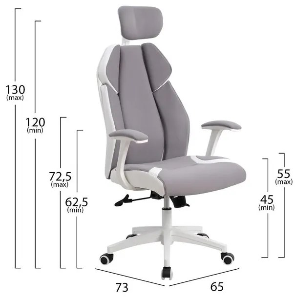 ΚΑΡΕΚΛΑ ΓΡΑΦΕΙΟΥ SALENA HM1086.10 ΣΕ ΓΚΡΙ ΛΕΥΚΟ ΧΡΩΜΑ 65x73x130 εκ.