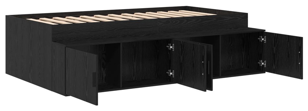 vidaXL Κρεβάτι με αποθήκευση Μαύρη δρυς 75x190 εκ