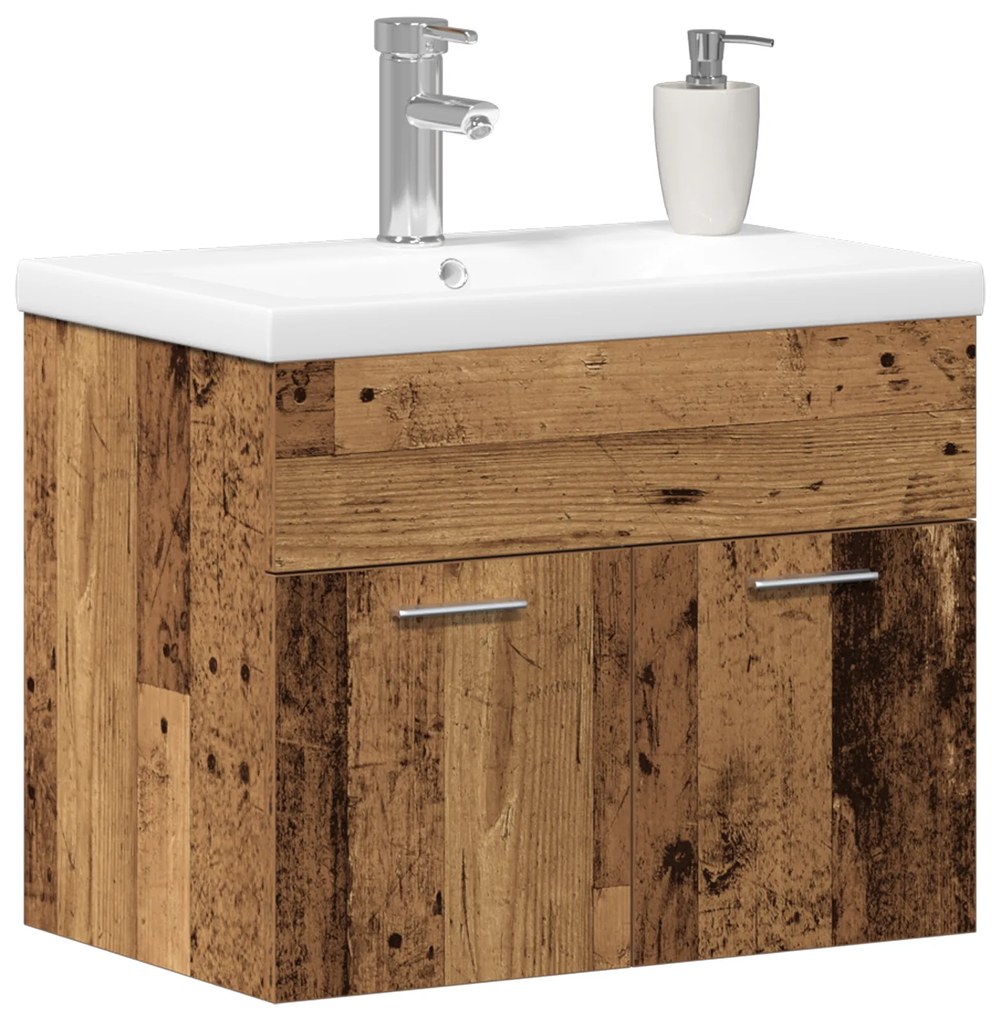 vidaXL Σετ Άλλο Καφέ, Λευκό 60 x 38.5 x 46 cm Στερεό ξύλο, Κεραμικό