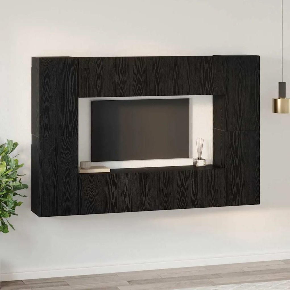 vidaXL Σετ επίπλου τηλεόρασης 8 pcs Μαύρη Δρυς 181 x 30 x 120 εκ