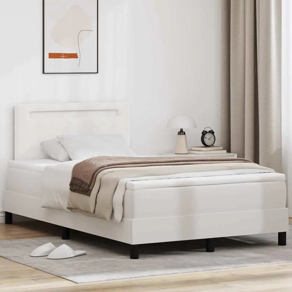 vidaXL Κρεβάτι με Στρώμα Λευκό, 120 x 200 εκ., Από Συνθετικό Δέρμα