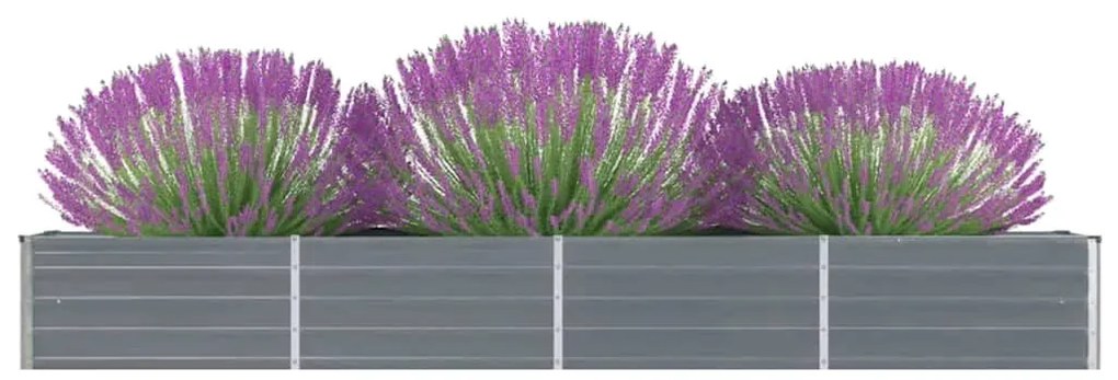 vidaXL Ζαρντινιέρα Υπερυψωμένη Γκρι 320x40x45 εκ. Γαλβανισμ. Χάλυβας