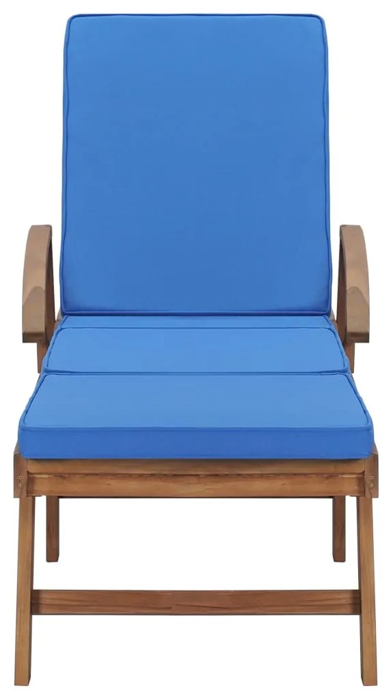 vidaXL Ξαπλώστρες Μπλε από Μασίφ Ξύλο Teak με 2 τεμ. Μαξιλάρια