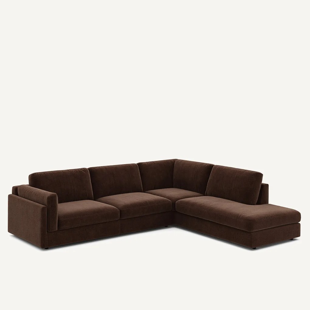 Γωνιακός καναπές-σεζλόνγκ βελούδο chenille, César