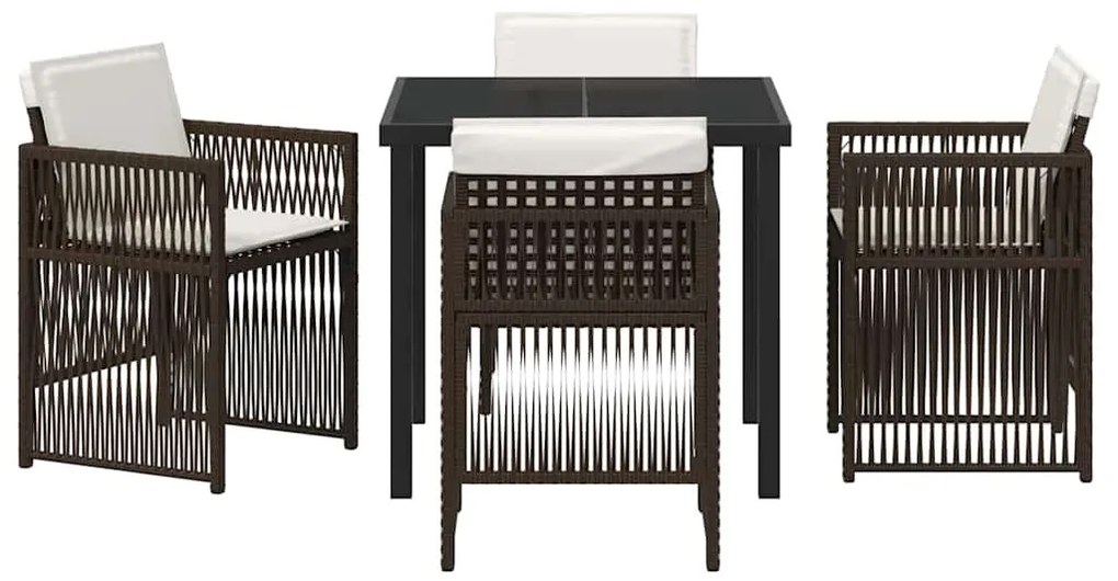 vidaXL Σέτ φαγητού για κήπο 5 pcs Καφέ Χάλυβας με επίστρωση πούδρας