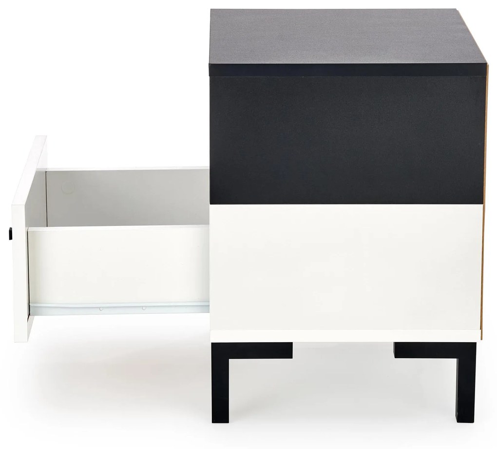 SILVIA bedside table, white - black DIOMMI V-PL-SILVIA-SZAFKA_N-BIAŁY/CZARNY