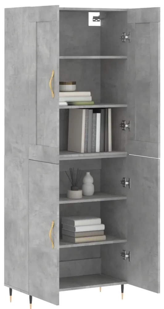 vidaXL Ντουλάπι Γκρι Σκυροδέματος 69,5x34x180 εκ. Επεξεργασμένο Ξύλο