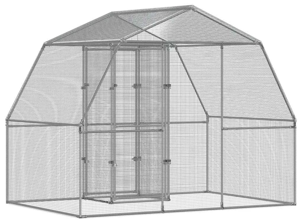 vidaXL Κλουβί με Πόρτα Ασημί Γαλβ. Χάλυβας