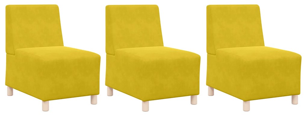 vidaXL Καναπέδες 3 pcs Κίτρινο 55 x 74 x 82 εκ. Βελούδο