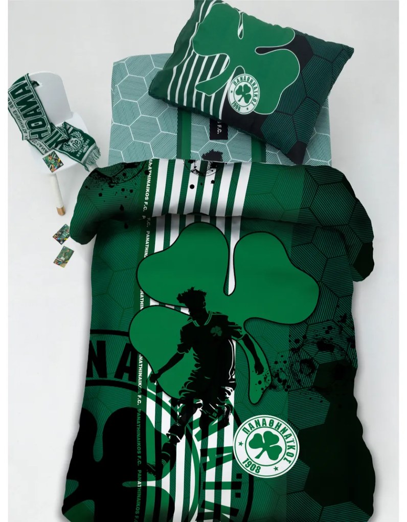 Σεντόνια Μονά (Σετ) Palamaiki Panathinaikos FC11 Πράσινο ΧΩΡΙΣ ΛΑΣΤΙΧΟ 170x260
