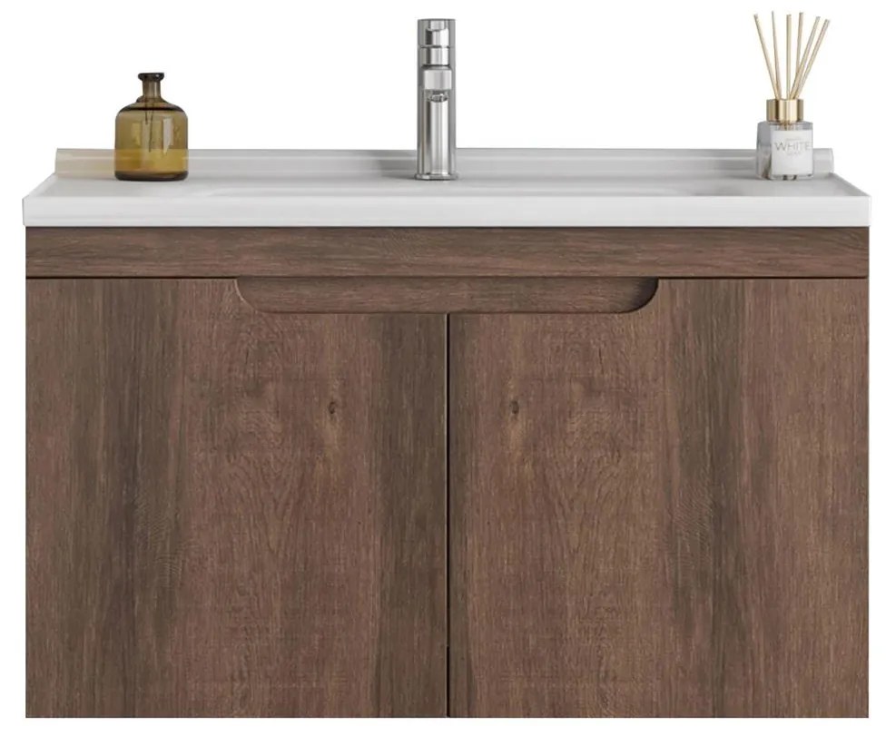 Σετ Επίπλου Mπάνιου DIANA 80 Plywood Brown 80x46.5x125 εκ.