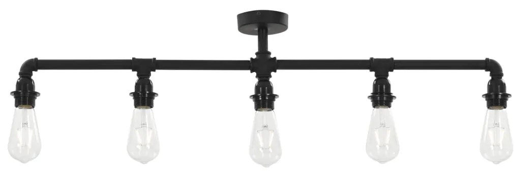 vidaXL Φωτιστικό Οροφής Ράγα Μαύρο Χρώμα για 5 Λαμπτήρες Ε27