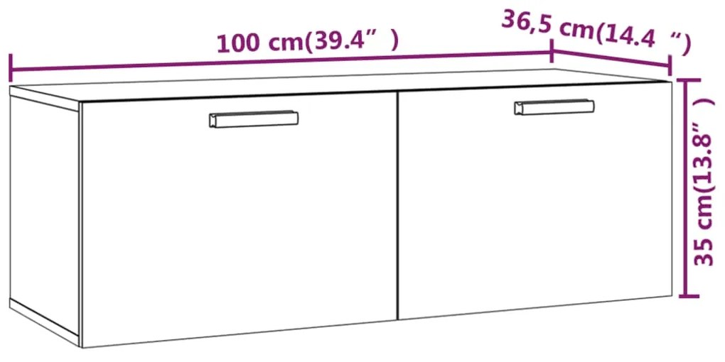 Ντουλάπι Τοίχου Καφέ Δρυς 100x36,5x35 εκ. Επεξεργασμένο Ξύλο - Καφέ