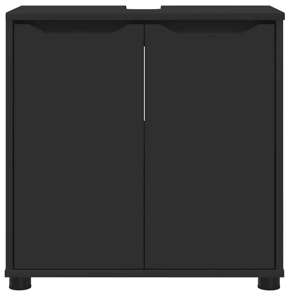 vidaXL Ντουλάπα νιπτήρα μπάνιου με ράφι με πόρτα Μαύρο 60 x 30 x 60 cm