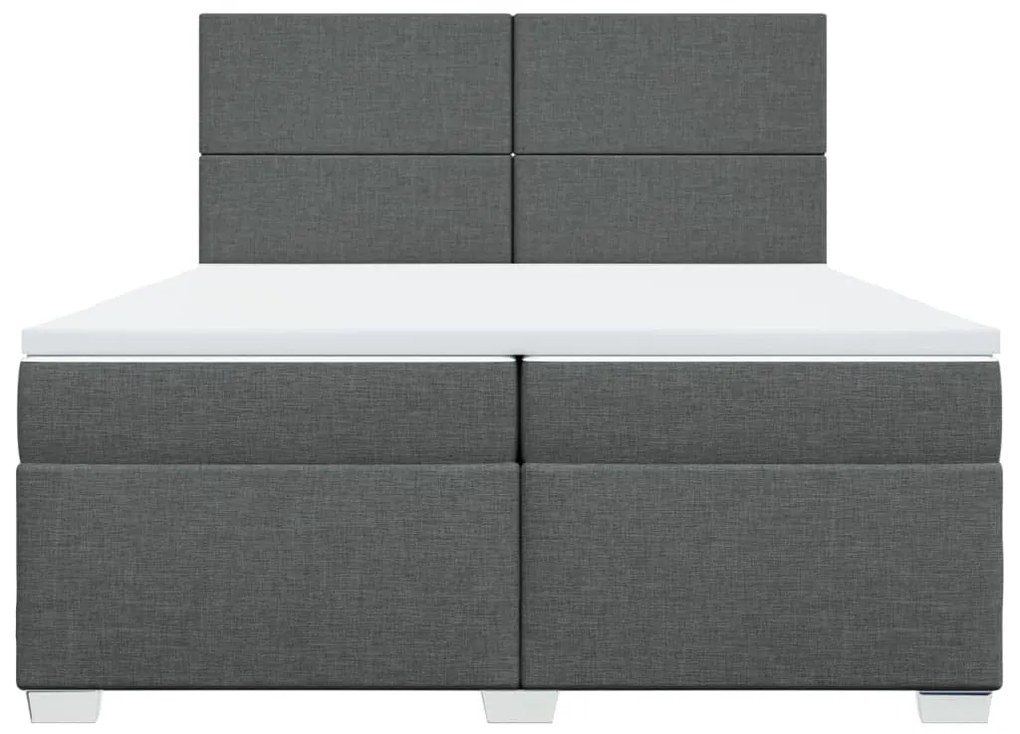 vidaXL Κρεβάτι Boxspring με Στρώμα Σκούρο Γκρι 200x200 εκ. Υφασμάτινο