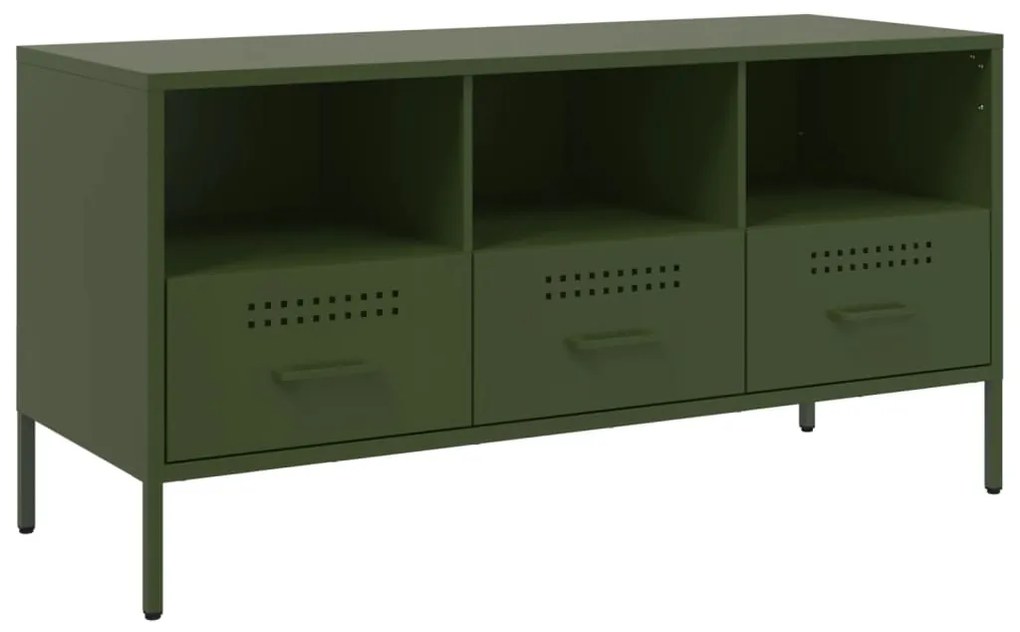 vidaXL Έπιπλο Τηλεόρασης Πράσινο Λαδί 100,5x39x50,5 εκ. από Ατσάλι