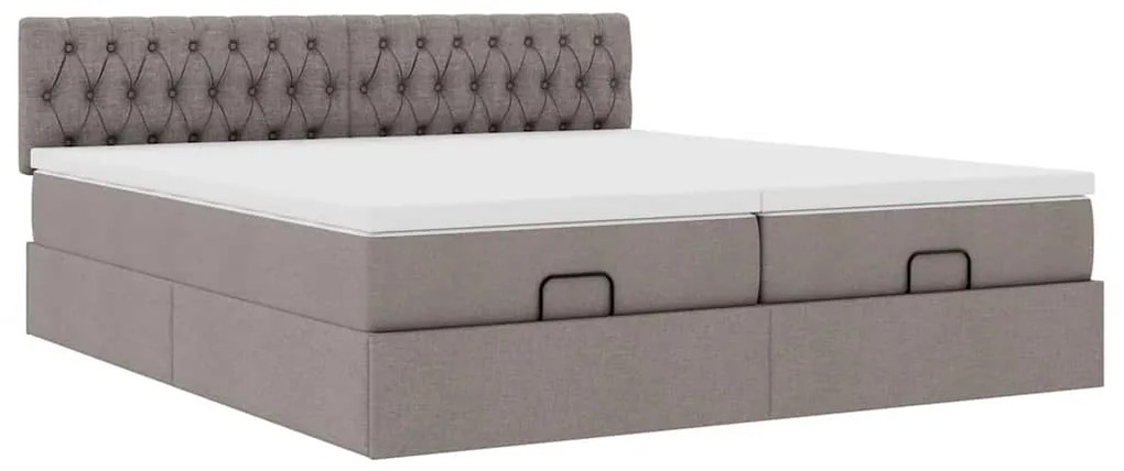 vidaXL Οθωμανικό κρεβάτι με στρώματα Taupe 200x200cm ύφασμα