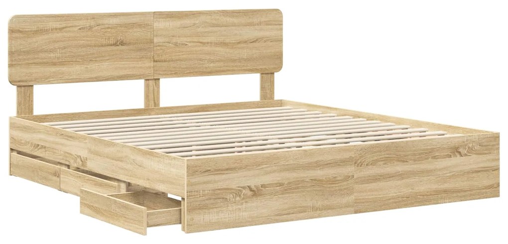 vidaXL Σκελετός Κρεβατιού Δρύς Sonoma 180 x 200 cm Μηχανήματος Ξύλο