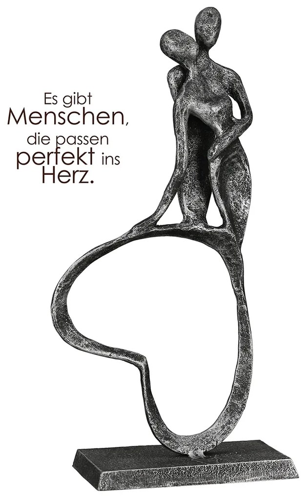 Γλυπτό Καρδιά &#039;Stand by Me&#039; Ζευγάρι Μοτίβο Σιδερένιο Ανθρακί/Ασημί 5x11x23cm