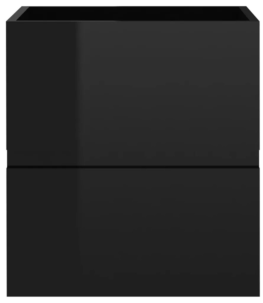vidaXL Ντουλάπι Νιπτήρα Γυαλ. Μαύρο 41x38,5x45 εκ. Επεξεργασμένο Ξύλο