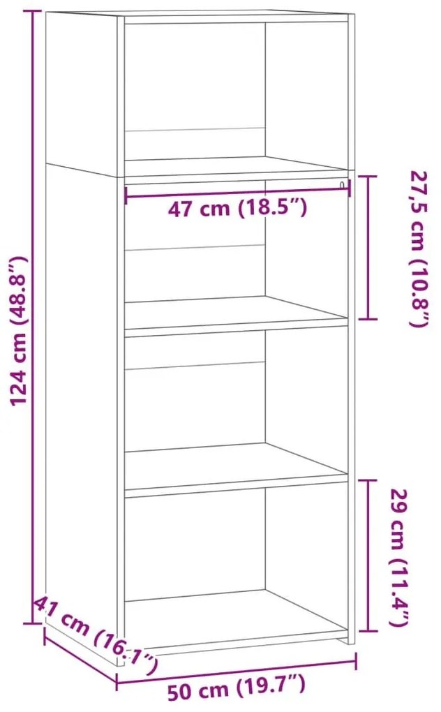 Ντουλάπι Γκρι Sonoma 50x41x124 εκ. από Επεξεργασμένο Ξύλο - Γκρι