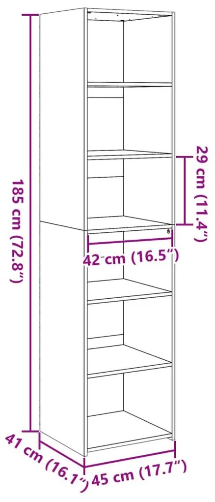 Ντουλάπι Καφέ Δρυς 45x41x185 εκ. Επεξεργασμένο Ξύλο - Καφέ