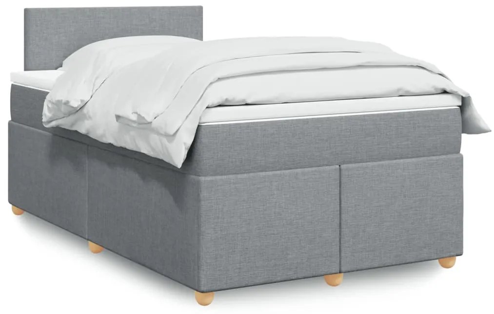 Κρεβάτι Boxspring με Στρώμα Ανοιχτό Γκρι 120x190 εκ. Υφασμάτινο