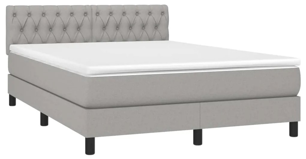 vidaXL Κρεβάτι Boxspring με Στρώμα Ανοιχτό Γκρι 140x190 εκ. Υφασμάτινο