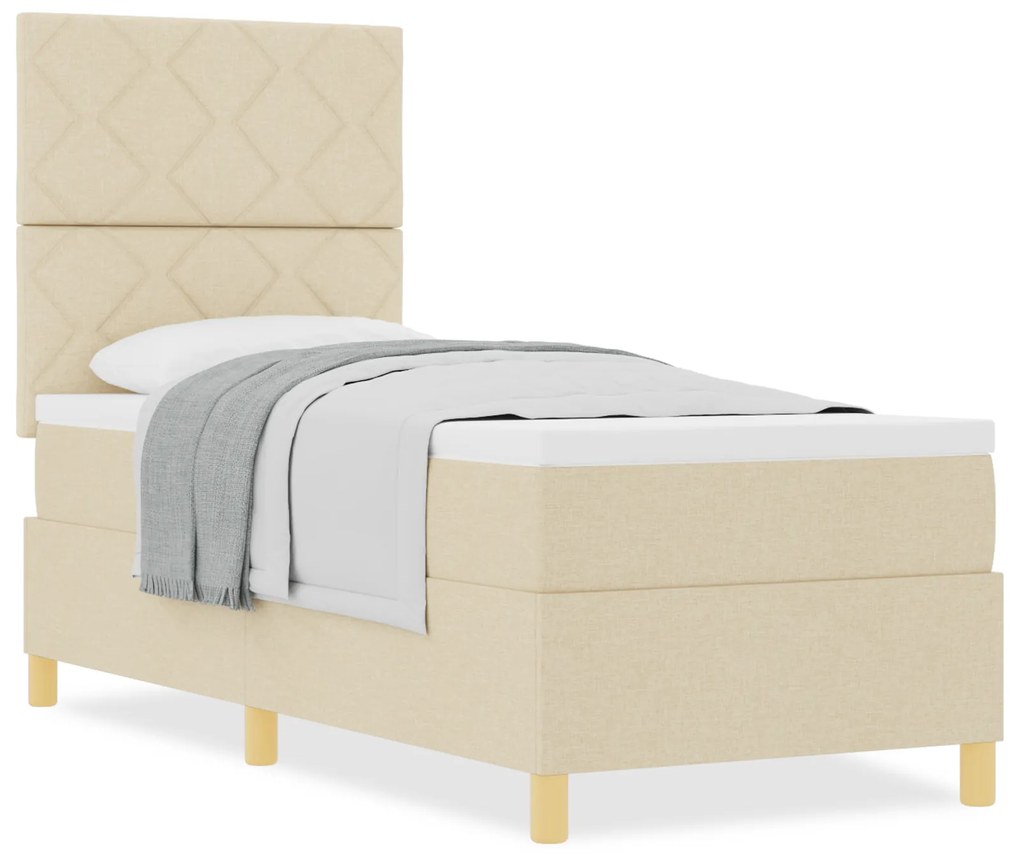 vidaXL Κρεβάτι με ελατήρια με στρώμα Κρεμ 80 x 200 cm ύφασμα