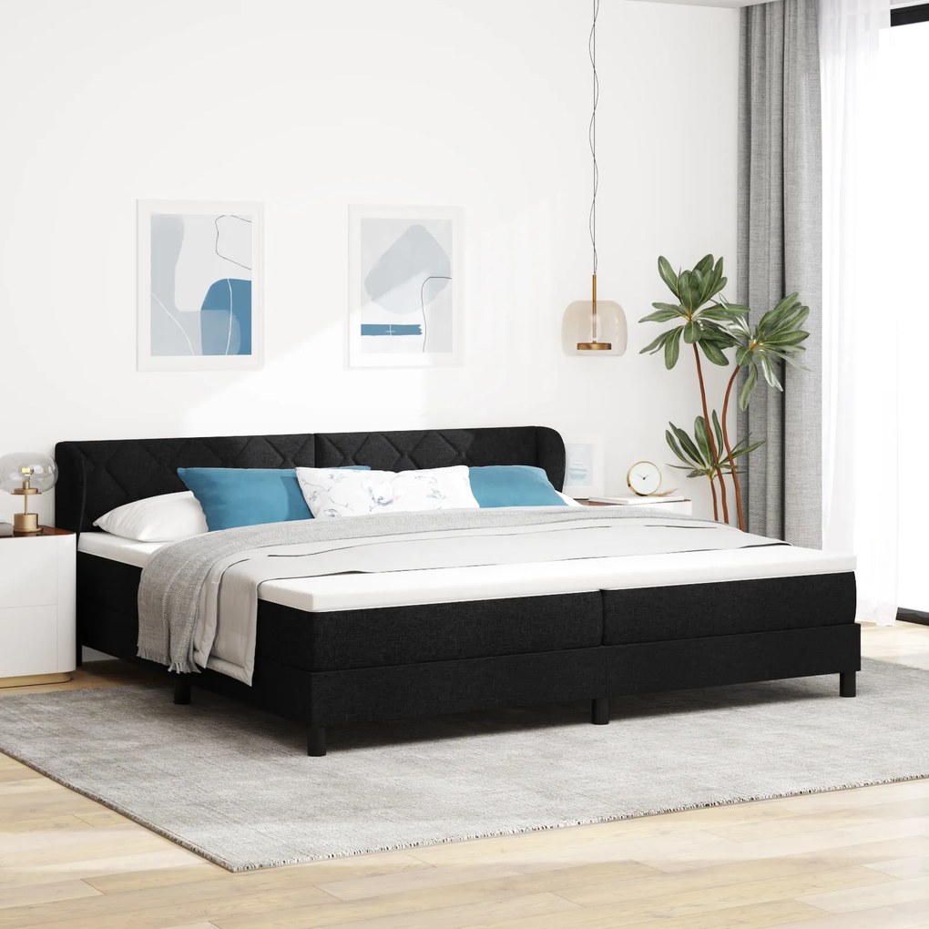 vidaXL Μαύρο Κρεβάτι Box Spring με Ματράς, 200x200 εκ., Ύφασμα