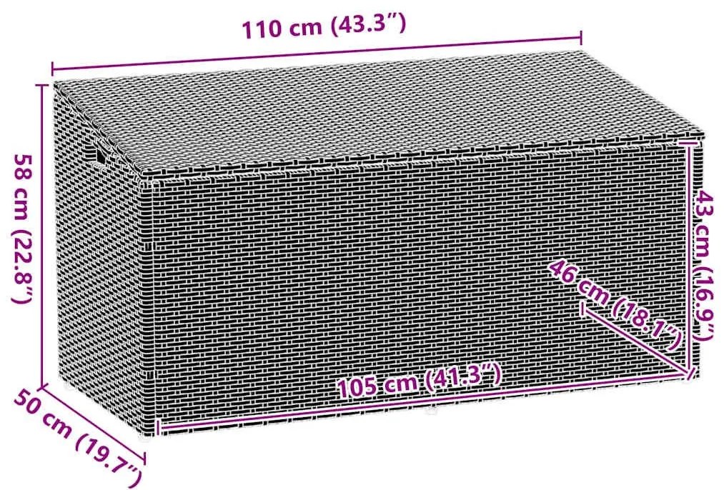 Box αποθήκευσης κήπου Μπεζ 110x50x58 cm Poly Rattan - Μπεζ