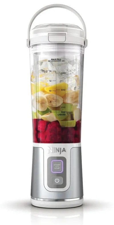 Φορητό μπλέντερ Ninja Blast BC151EUW, 7.4W, 530 ml, ατσάλινη λεπίδα με 6 λεπίδες, θρυμματισμός πάγου, έως 10 κύκλοι, χωρίς BPA, USB-C, Λευκό