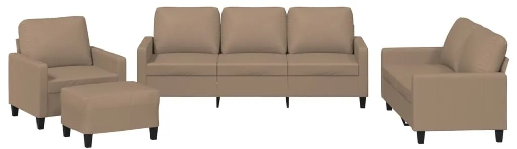 vidaXL Πολυθρόνες Σετ 4 Τεμ. Καπουτσίνο Συνθετικό Δέρμα Μαξιλάρια