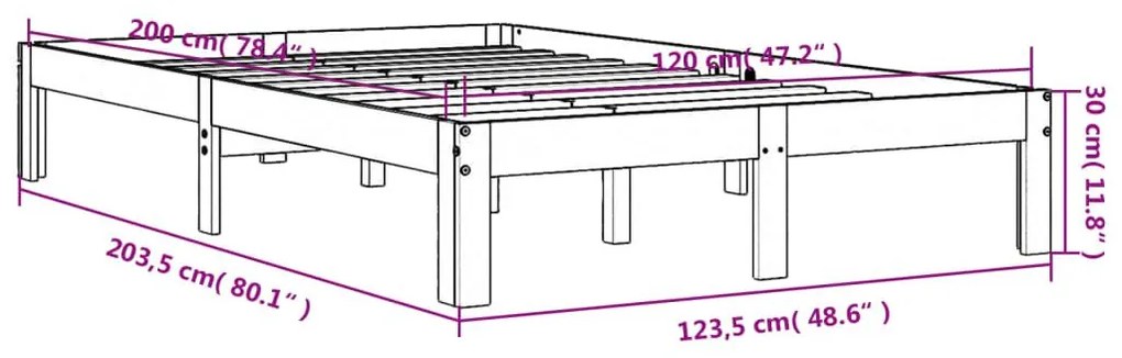 Σκελετός Κρεβ. Χωρίς Στρώμα Καφέ Κεριού 120x200 εκ Μασίφ Πεύκο - Καφέ