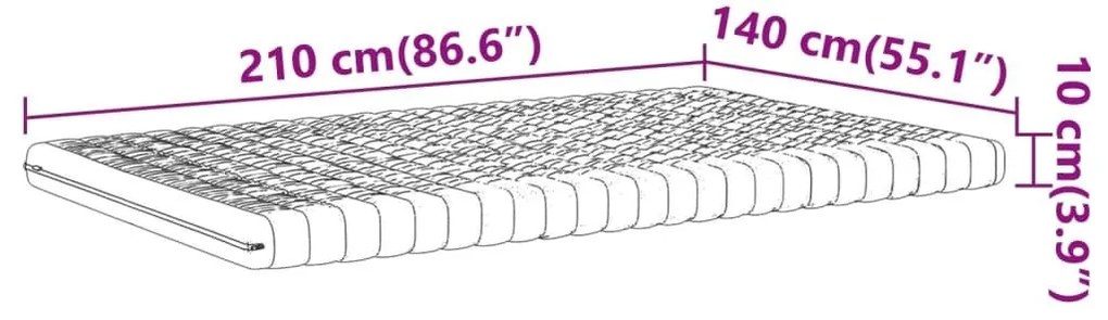 Στρώμα Αφρού 7 Ζωνών Σκληρότητα 20 ILD Λευκό 140x210 εκ. - Λευκό