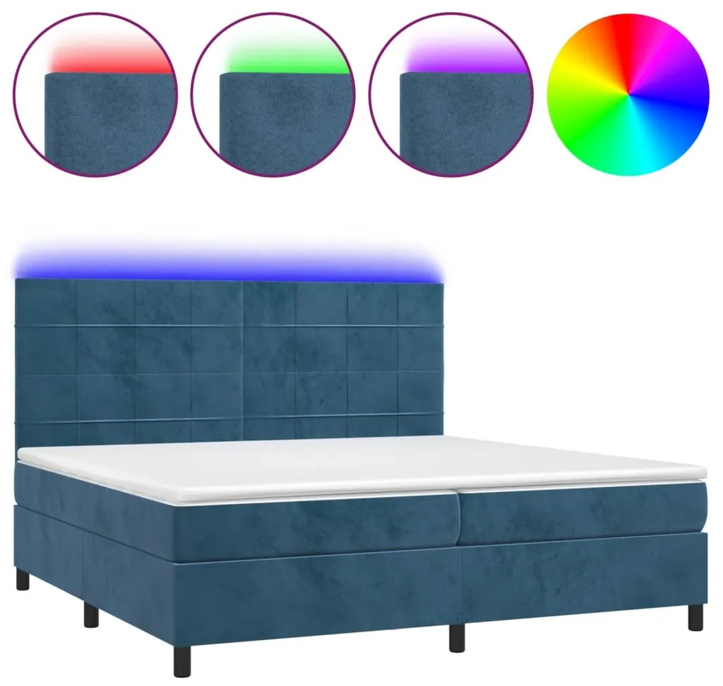 ΚΡΕΒΑΤΙ BOXSPRING ΜΕ ΣΤΡΩΜΑ &amp; LED ΣΚ. ΜΠΛΕ 200X200ΕΚ. ΒΕΛΟΥΔΙΝΟ 3136147