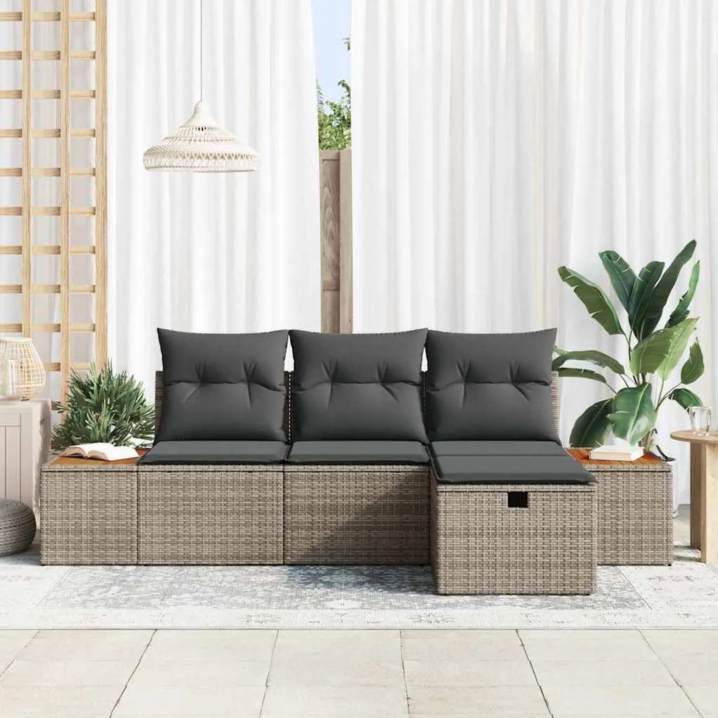 vidaXL Σετ Καναπέ Κήπου 4 pcs Γκρι 55 x 62 x 69 εκ Πολυ ράταν
