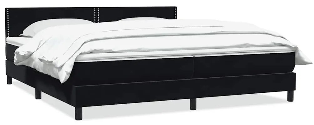 Κρεβάτι Boxspring με Στρώμα Μαύρο 180x210 εκ. Βελούδινο - Μαύρο