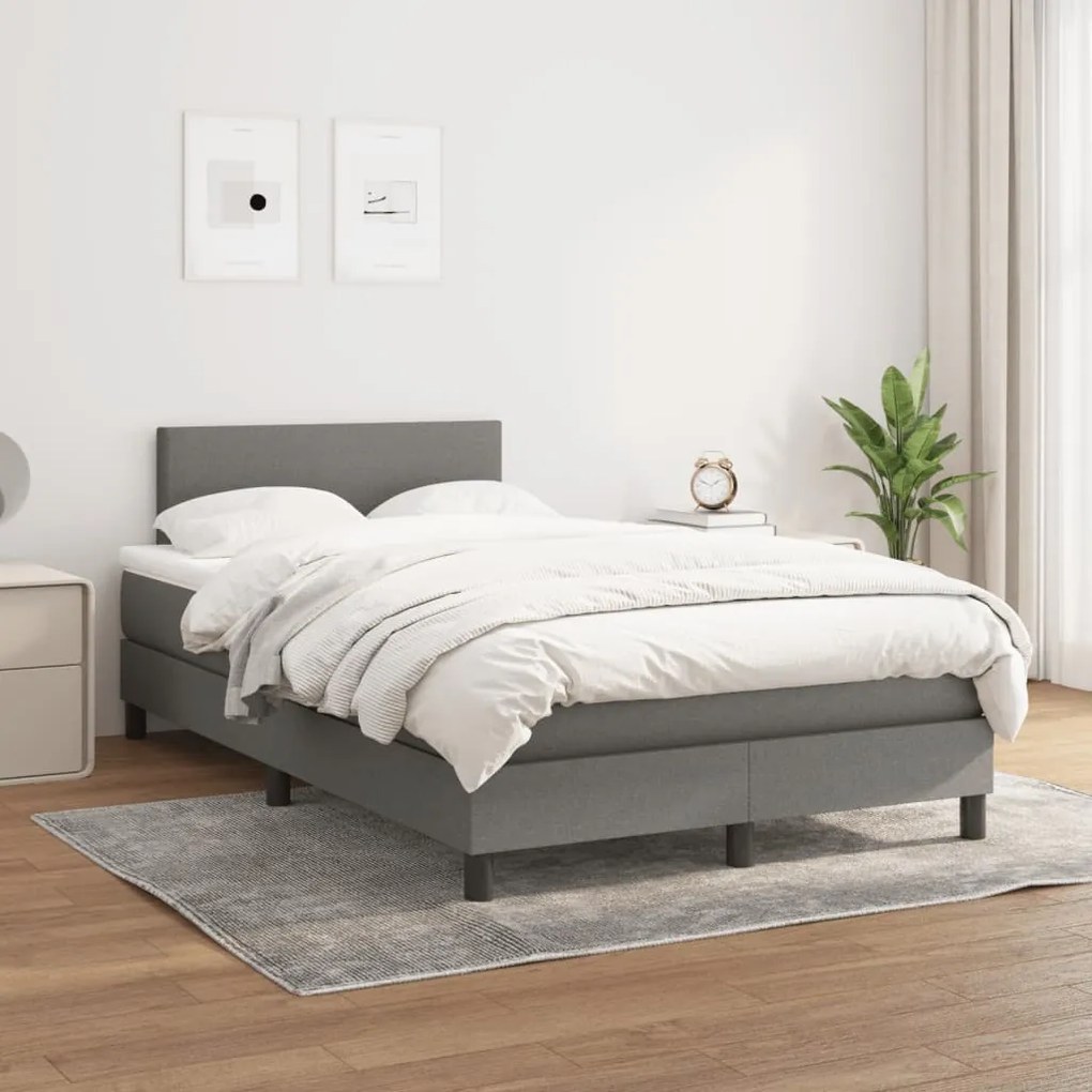 ΚΡΕΒΑΤΙ BOXSPRING ΜΕ ΣΤΡΩΜΑ ΣΚΟΥΡΟ ΓΚΡΙ 120X190 ΕΚ ΥΦΑΣΜΑΤΙΝΟ 3269710