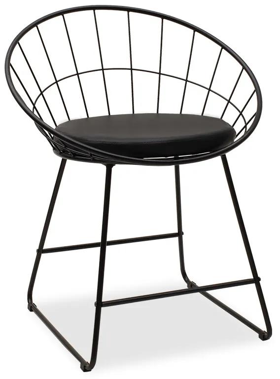 058-000020 Καρέκλα Seth pakoworld μέταλλο μαύρο-μαξιλάρι PVC μαύρο 58,0x50,0x71,0εκ METAL WIRE - PVC CUSHION BLACK, 1 Τεμάχιο