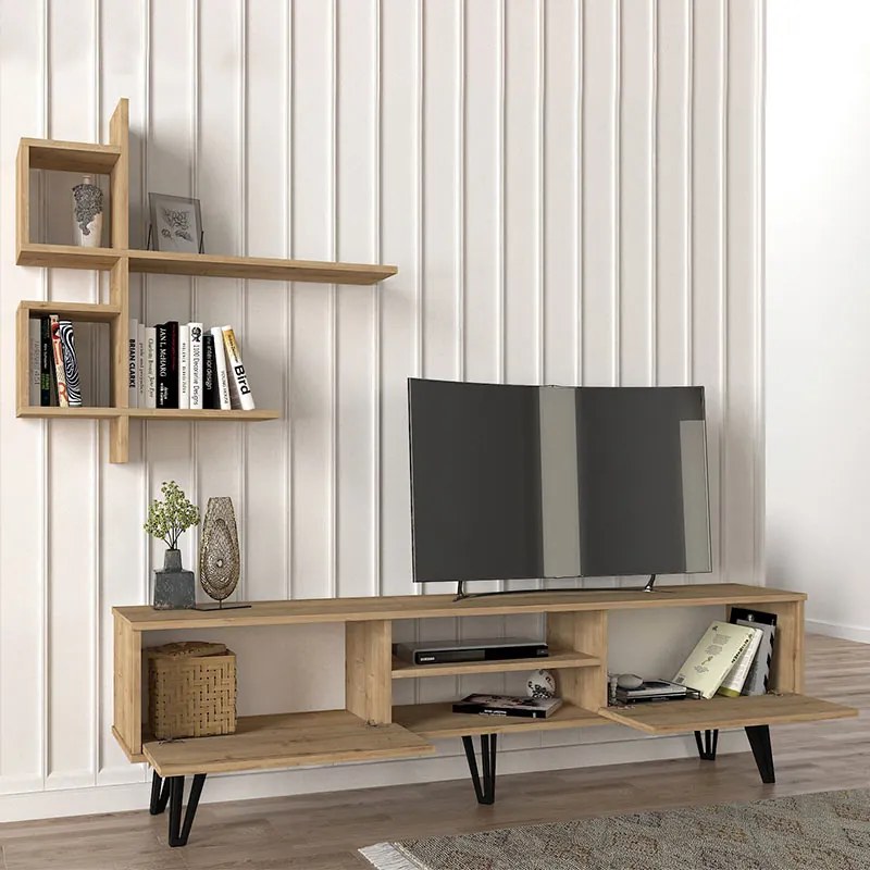 ΣΥΝΘΕΣΗ ΤΗΛΕΟΡΑΣΗΣ SALERNO MEGAPAP ΧΡΩΜΑ SAPPHIRE OAK 180X35X51ΕΚ.