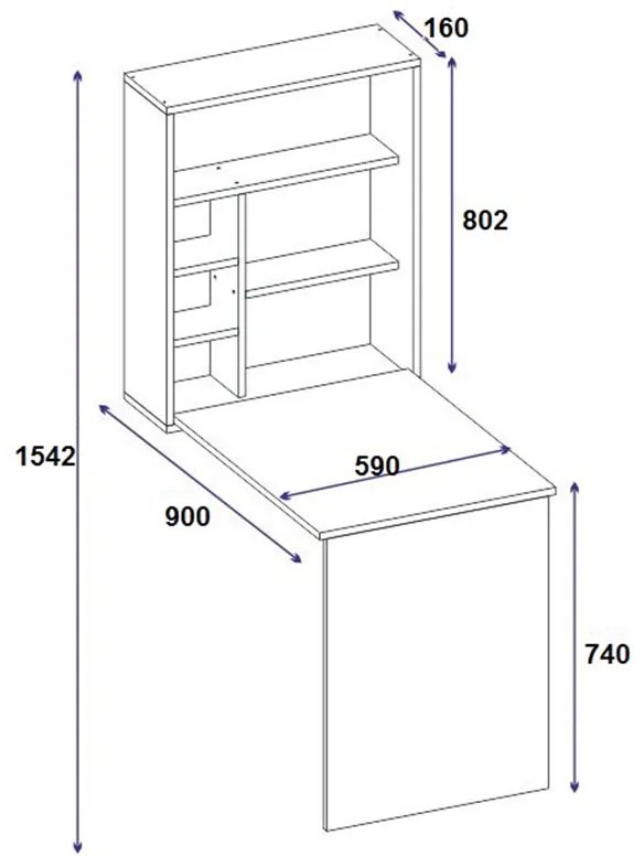 Γραφείο τοίχου ανοιγόμενο Ravin pakoworld λευκό 63x90x154εκ (1 τεμάχια)