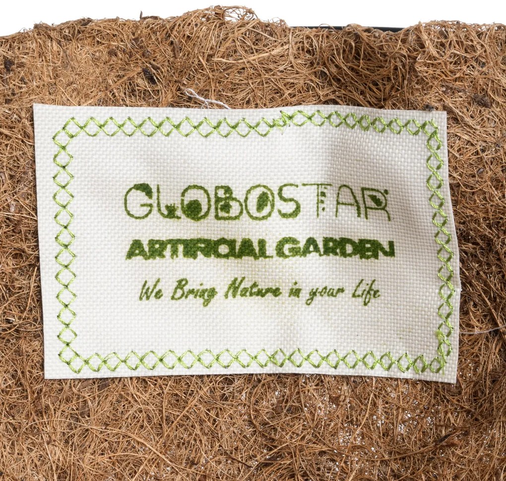 GloboStar® Artificial Garden KARYSTOS 20563 Κρεμαστό Διακοσμητικό Κασπώ Γλάστρα - Flower Pot από Φλοιό Καρύδας Καφέ με Μαύρη Μεταλλική Βάση Φ30 x Υ15cm