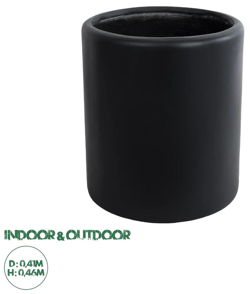 20698 GloboStar® Artificial Garden PUEBLA 20698 Διακοσμητικό Πολυεστερικό Τσιμεντένιο Κασπώ Γλάστρα - Flower Pot Μαύρο Φ41 x Υ46cm