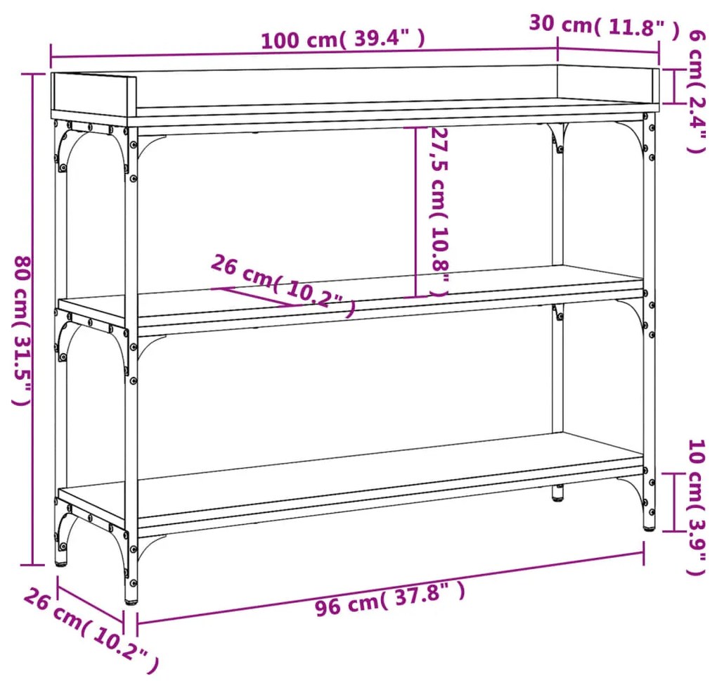 ΤΡΑΠΕΖΙ ΚΟΝΣΟΛΑ ΜΕ ΡΑΦΙΑ ΓΚΡΙ SONOMA 100 X 30 X 80 ΕΚ. 837810