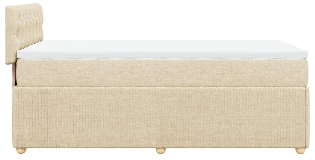 vidaXL Κρεβάτι Boxspring με Στρώμα Κρεμ 90x190 εκ.Υφασμάτινο