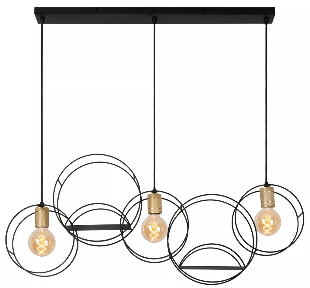 Φωτιστικό Κρεμαστό Lucide 21425-03-30 CIRCLE Μαύρο Ματ (Black Mat)|Χρυσό Χρώμα (Gold Coloured)